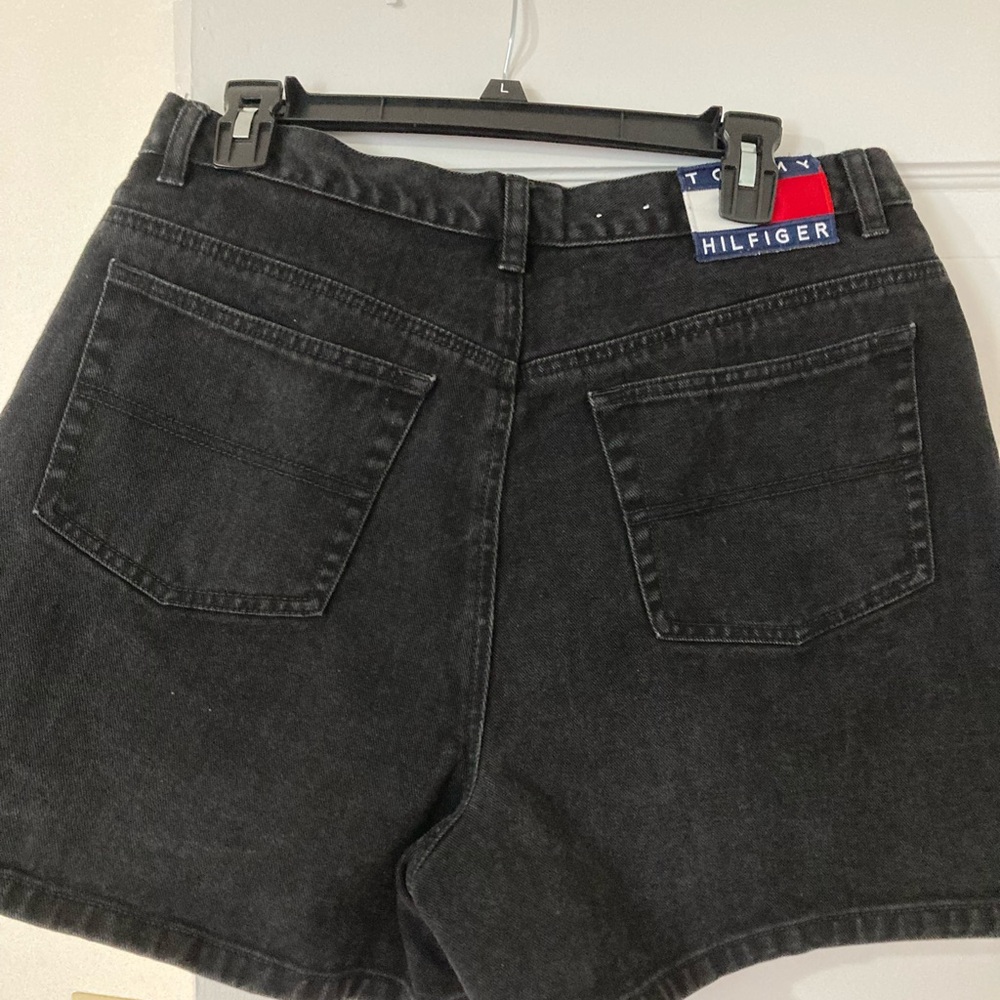 Tommy Hilfiger Black Denim Jean Shorts with Logo Patch